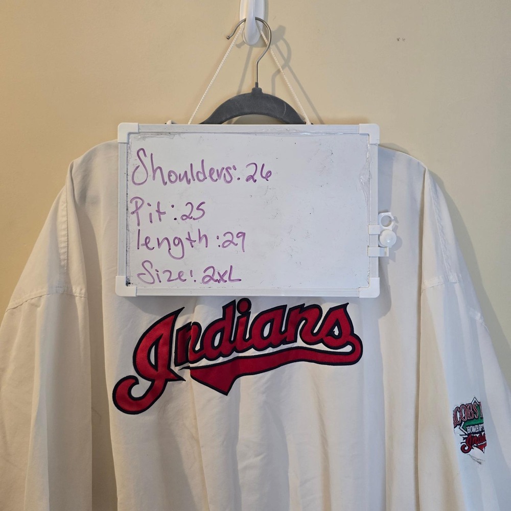 Vintage Starter Cleveland Indians MLB Windbreaker Pullover White Jacobs Field 2X - Picture 9 of 9
